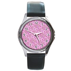 Illustration Pattern Seamless Round Metal Watch by Maspions