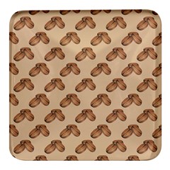 Coffee Beans Pattern Texture Square Glass Fridge Magnet (4 Pack) by Maspions