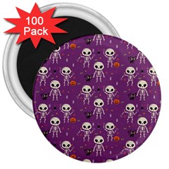 Skull Halloween Pattern 3  Magnets (100 Pack) by Maspions