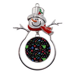 New Year Christmas Background Metal Snowman Ornament by Maspions