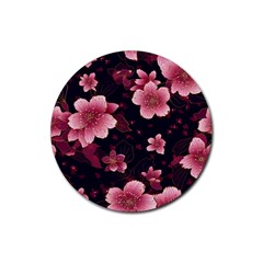 Flower Sakura Bloom Rubber Coaster (round)