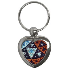 Fractal Triangle Geometric Abstract Pattern Key Chain (heart) by Cemarart