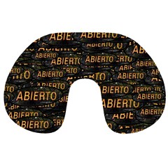 Abierto Neon Lettes Over Glass Motif Pattern Travel Neck Pillow by dflcprintsclothing