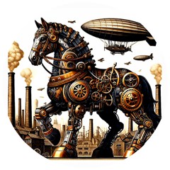 Steampunk Horse Punch 1 Wooden Puzzle Round by CKArtCreations