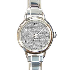 Kiss Me Before World War 3 Typographic Motif Pattern Round Italian Charm Watch by dflcprintsclothing
