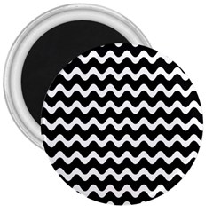 Wave Pattern Wavy Halftone 3  Magnets by Maspions