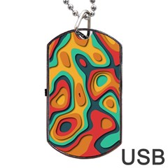 Paper Cut Abstract Pattern Dog Tag Usb Flash (one Side)