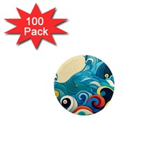 Waves Wave Ocean Sea Abstract Whimsical 1  Mini Magnets (100 Pack) 