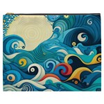 Waves Wave Ocean Sea Abstract Whimsical Cosmetic Bag (XXXL) Front