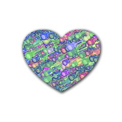 Sktechy Style Guitar Drawing Motif Colorful Random Pattern Wb Rubber Heart Coaster (4 Pack) by dflcprintsclothing