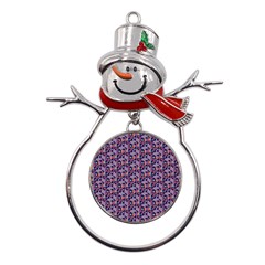 Trippy Cool Pattern Metal Snowman Ornament by designsbymallika