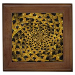 Spiral Symmetry Geometric Pattern Black Backgrond Framed Tile by dflcprintsclothing