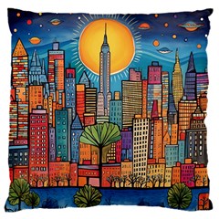 City New York Nyc Skyscraper Skyline Downtown Night Business Urban Travel Landmark Building Architec 16  Baby Flannel Cushion Case (two Sides) by Posterlux