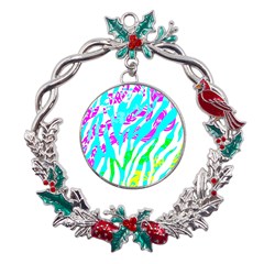 Animal Print Bright Abstract Metal X mas Wreath Holly Leaf Ornament by Ndabl3x