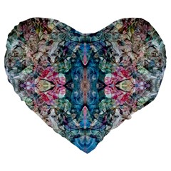 Turquoise Arabesque Large 19  Premium Flano Heart Shape Cushions by kaleidomarblingart