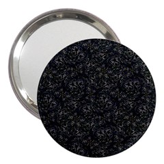 Midnight Blossom Elegance Black Backgrond 3  Handbag Mirrors by dflcprintsclothing