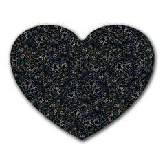 Midnight Blossom Elegance Black Backgrond Heart Mousepad by dflcprintsclothing