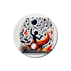 Abstract Drummer Rubber Coaster (round) by RiverRootz