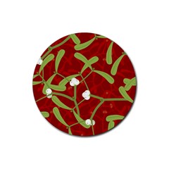 Mistletoe Christmas Texture Advent Rubber Coaster (round) by Hannah976