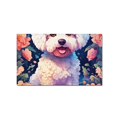 Cute Puppy With Flowers Sticker (rectangular)