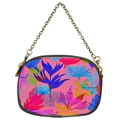 Pink And Blue Floral Chain Purse (two Sides) by Sparkle