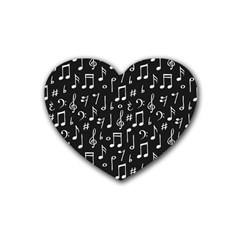 Chalk Music Notes Signs Seamless Pattern Rubber Heart Coaster (4 Pack)