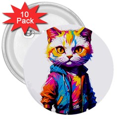 Wild Cat 3  Buttons (10 Pack)  by Sosodesigns19