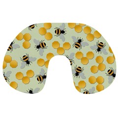 Bees Pattern Honey Bee Bug Honeycomb Honey Beehive Travel Neck Pillow