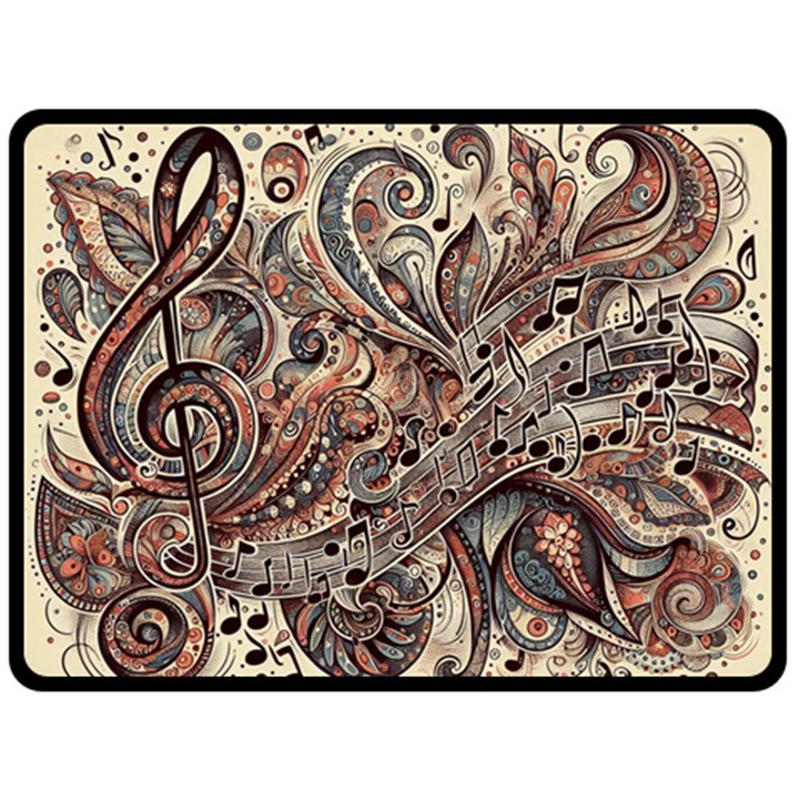 Paisley Print Musical Notes5 Fleece Blanket (Large)