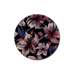 Flowers Floral Pattern Design Rubber Coaster (round)