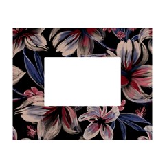 Flowers Floral Pattern Design White Tabletop Photo Frame 4 x6  by Ndabl3x