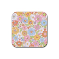 Pattern Background Vintage Floral Rubber Coaster (square) by Ndabl3x