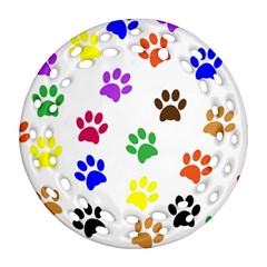 Pawprints Paw Prints Paw Animal Round Filigree Ornament (two Sides)