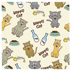 Happy Cats Pattern Background Wooden Puzzle Square by Grandong