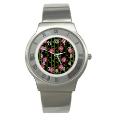 Abstract Rose Garden Stainless Steel Watch