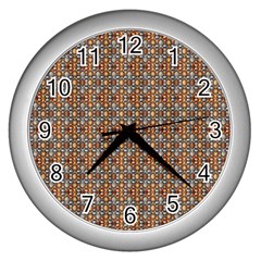 Gold Silver And Bronze Medals Motif  Seamless Pattern2 Wb Wall Clock (silver) by dflcprintsclothing