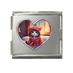Cat 2 Mega Link Heart Italian Charm (18mm)
