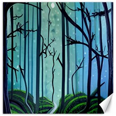 Nature Outdoors Night Trees Scene Forest Woods Light Moonlight Wilderness Stars Canvas 20  X 20 