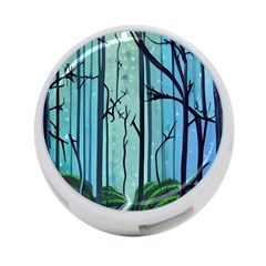 Nature Outdoors Night Trees Scene Forest Woods Light Moonlight Wilderness Stars 4-port Usb Hub (one Side)