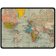 Vintage World Map Two Sides Fleece Blanket (large)