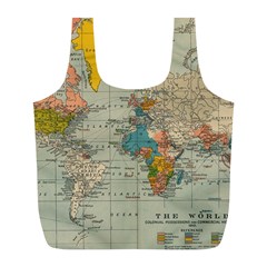 Vintage World Map Full Print Recycle Bag (l)