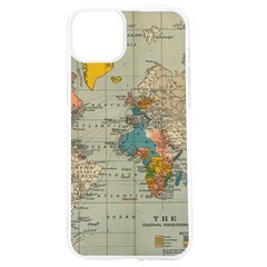 Vintage World Map Iphone 15 Tpu Uv Print Case