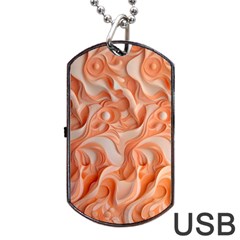 Peach Fuzz Elegant Print Abstract Design Dog Tag Usb Flash (one Side) by dflcprintsclothing