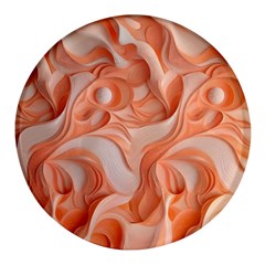 Peach Fuzz Elegant Print Abstract Design Round Glass Fridge Magnet (4 Pack) by dflcprintsclothing