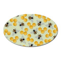 Bees Pattern Honey Bee Bug Honeycomb Honey Beehive Oval Magnet