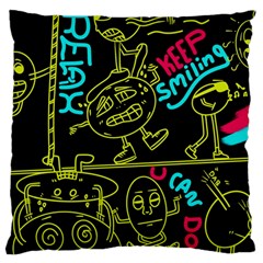 Keep Smiling Doodle Large Premium Plush Fleece Cushion Case (one Side)