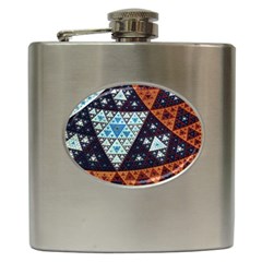 Fractal Triangle Geometric Abstract Pattern Hip Flask (6 Oz) by Cemarart