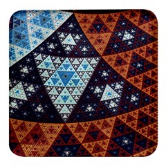 Fractal Triangle Geometric Abstract Pattern Square Glass Fridge Magnet (4 Pack) by Cemarart