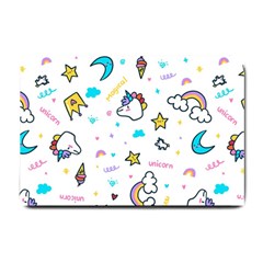 Unicorns Rainbows Seamless Pattern Small Doormat by Bedest