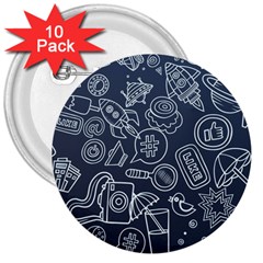 Internet Planet Drink Computer 3  Buttons (10 Pack) 